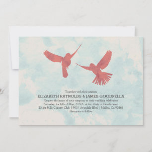 Convites para Casamento de Aves Vermelhas Vintage