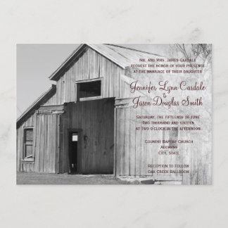 Convites para Casamento de Barn Rural Rustic Count