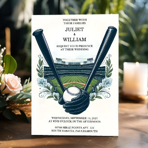 Convites Para Casamento de Baseball em Campo de Chamada de