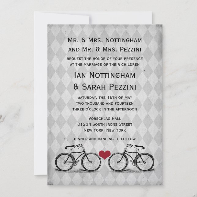Convites para Casamento de Bicicletas Vintage (Frente)