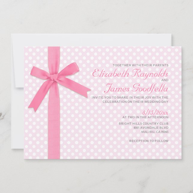 Convites para Casamento de Bolinhas Vintage (Frente)