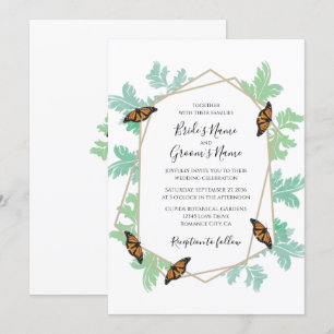 Convites para Casamento de Borboleta Monarca Elega