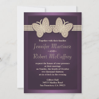 Convites para Casamento de Borboletas de beringela