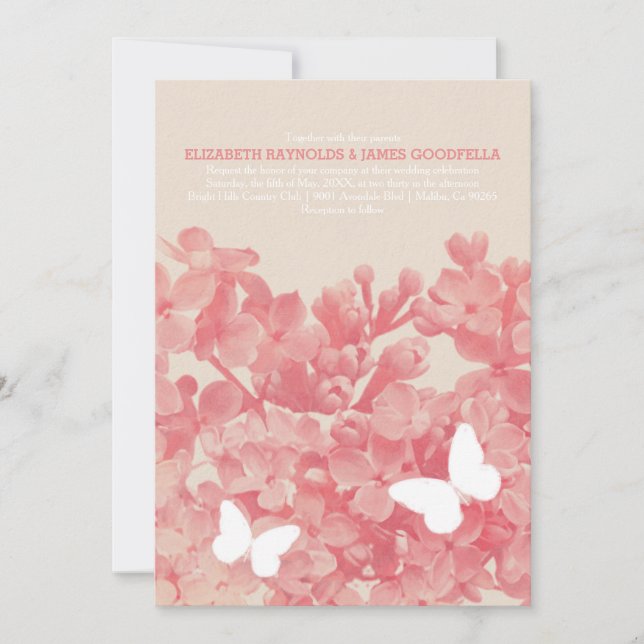 Convites para Casamento de Borboletas Elegantes (Frente)