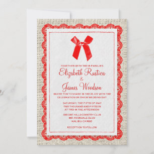 Convites para Casamento de Burlap em Red Country