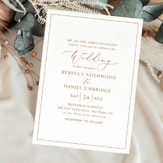 Convites para Casamento de Caligrafia Dourada Româ