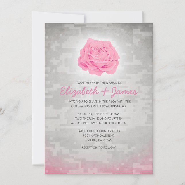 Convites para Casamento de Camo Militar Floral Tre (Frente)