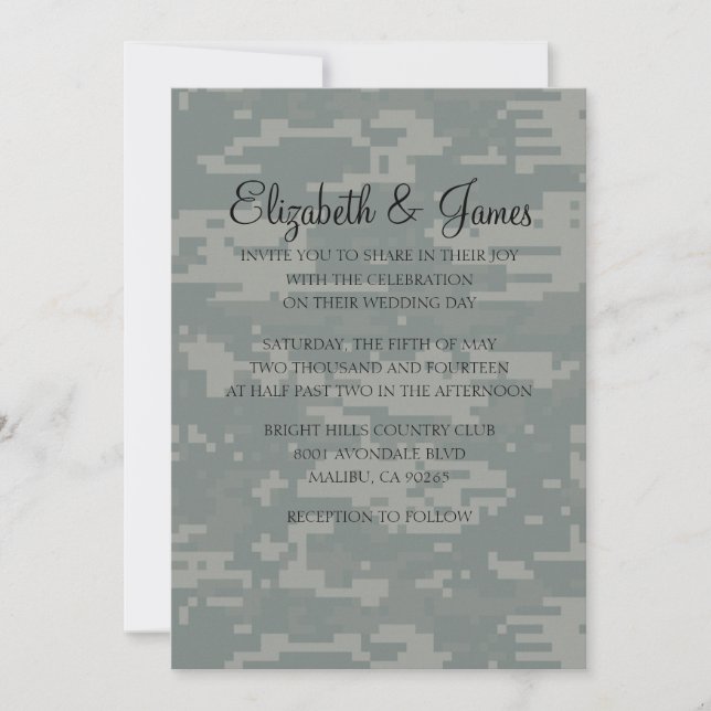 Convites para Casamento de Camo Moderno Personaliz (Frente)