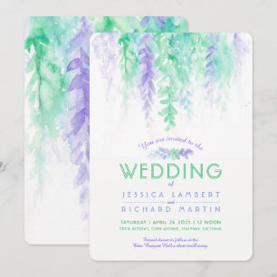 Convites para casamento de castanha verde-púrpura