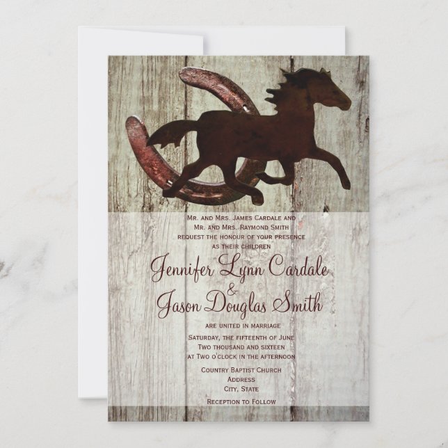 Convites para Casamento de Cavalo de Cowboy Horse (Frente)