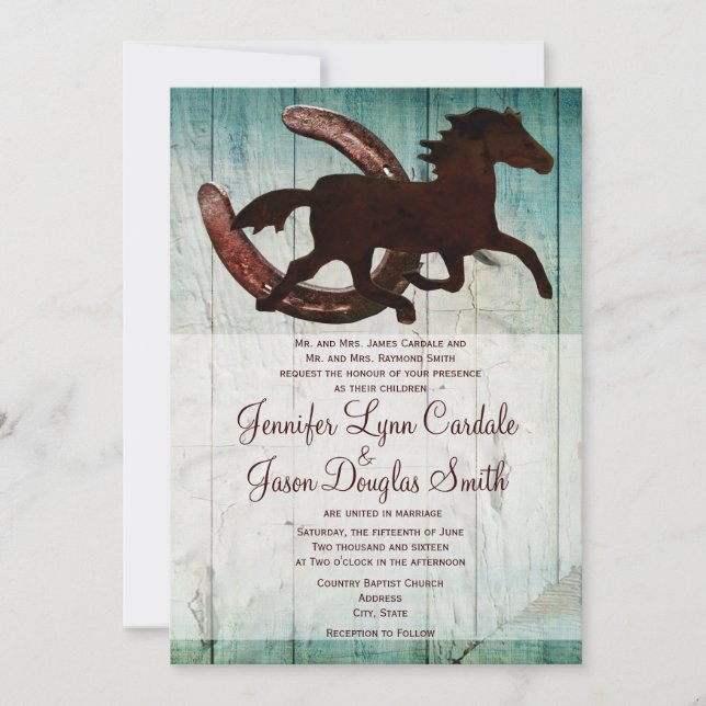 Convites para Casamento de Cavalo de Cowboy Horse (Frente)