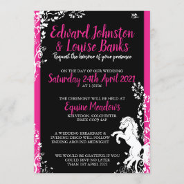 Convites para Casamento de Cavalos Rosa e Negro