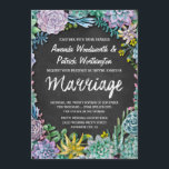 Convites para Casamento de Chalkboard e Succulent<br><div class="desc">Convites para Casamento de Chalkboard e Suculentos - apresenta um fundo de chalkboard com suculentes de aquarela e tipografia de giz. Consulte a coleção de design de correspondência de cheio de nesta página.</div>
