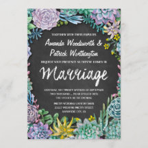 Convites para Casamento de Chalkboard e Succulent