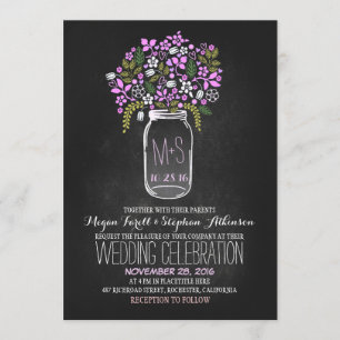 convites para casamento de chalkboard floral mason