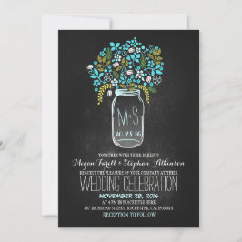 convites para casamento de chalkboard floral mason