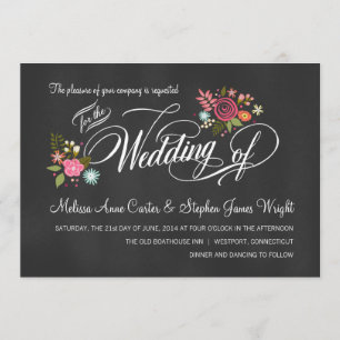 Convites para Casamento de Chalkboard Rustic Flora