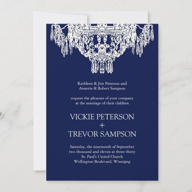 Convites para Casamento de Chandelier à Meia-Noite (Frente)