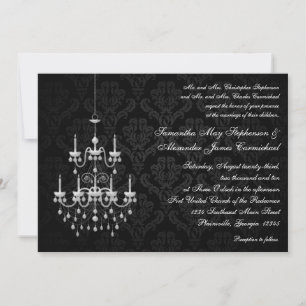 Convites para Casamento de Chandelier Leve Preto