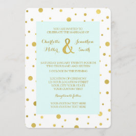 Convites para Casamento de Confetti Dourado Azul C