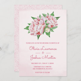 Convites para Casamento de Cor d'Água Pink Peony