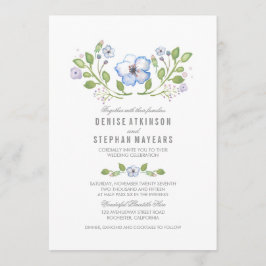 Convites para Casamento de Cor Floral Azul