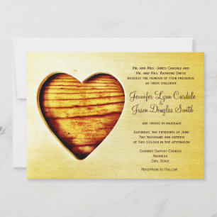 Convites para Casamento de Coração de Madeira de