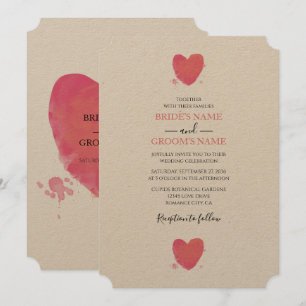 Convites para Casamento de Coração Rustic Waterc