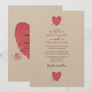 Convites para Casamento de Coração Rustic Waterc