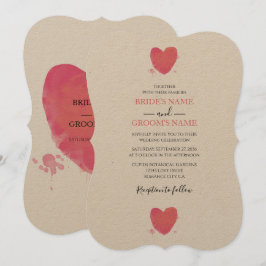 Convites para Casamento de Coração Rustic Watercol