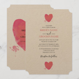 Convites para Casamento de Coração Rustic Watercol