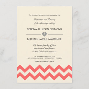 Convites para Casamento de Coral e Ivory Chevron
