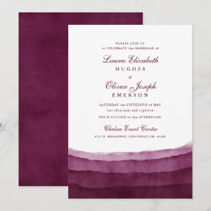 Convites para Casamento de Cores de Água Borgonha