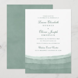 Convites para Casamento de Cores de Água Verde Sag