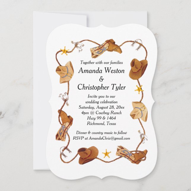 Convites para casamento de Cowboy (Frente)