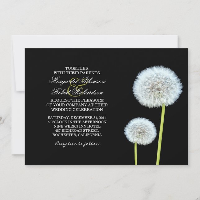 convites para casamento de dandelions (Frente)