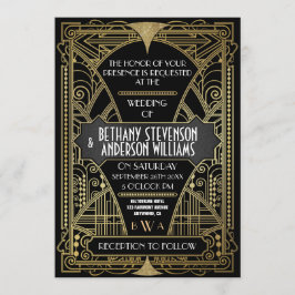 Convites para Casamento de Deco de Arte Negra e Br