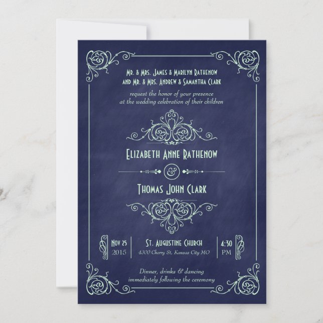 Convites para Casamento de Deco de Quadros de Chal (Frente)
