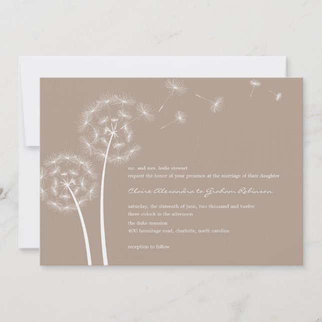 Convites para Casamento de Desejo de Dandelion (La (Frente)