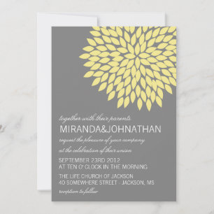 Convites para Casamento de Design Amarelo e Cinza