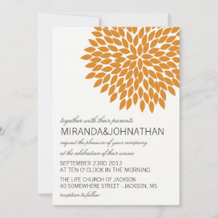 Convites para Casamento de Design de Flor Laranja