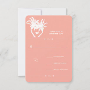 Convites para Casamento de Destino de Peach Coral