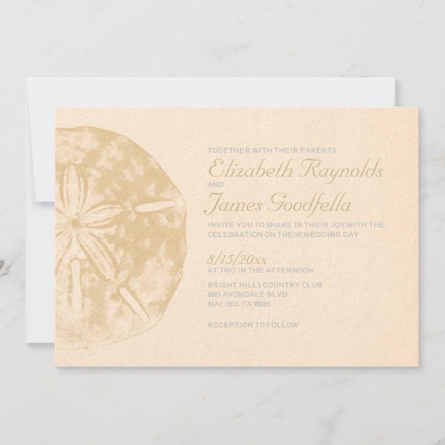 Convites para Casamento de Dólar de Areia de Praia (Frente)