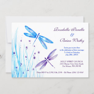 Convites para Casamento de Dragonfly - Blue Waterc