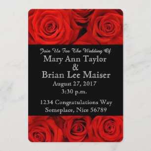 Convites para Casamento de Flor Rosa vermelha Plac
