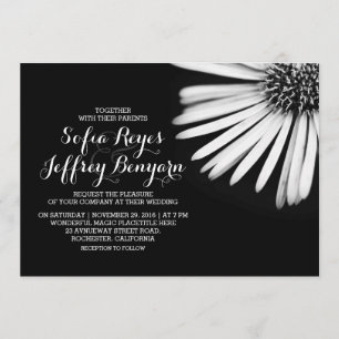 Convites para casamento de flores brancas e pretas