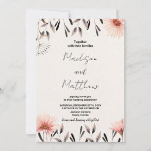 Convites para Casamento de Flores Castanhas