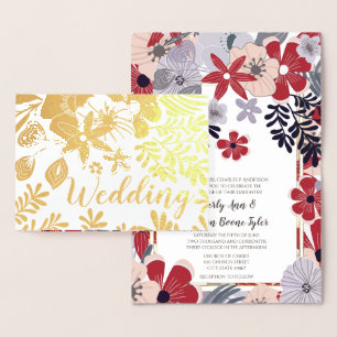 Convites Para Casamento De Folhas De Ouro, Cor-De-
