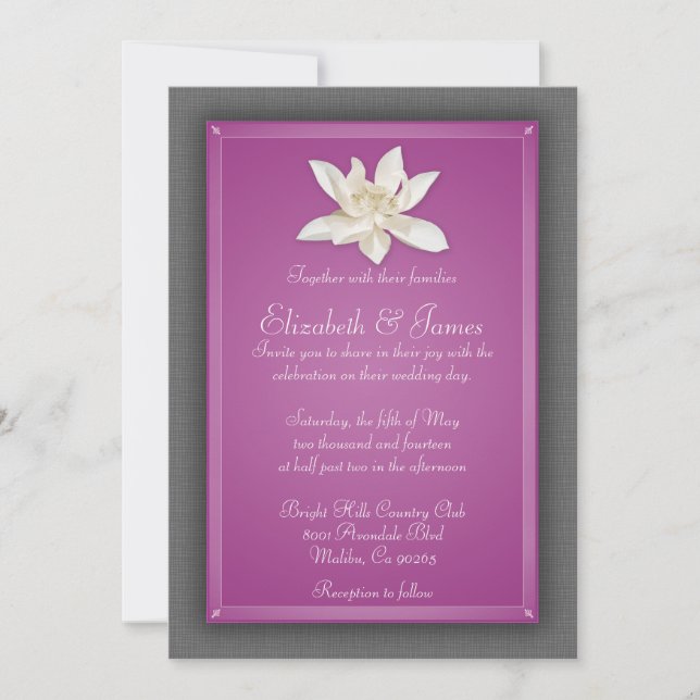 Convites para Casamento de Fuchsia (Frente)