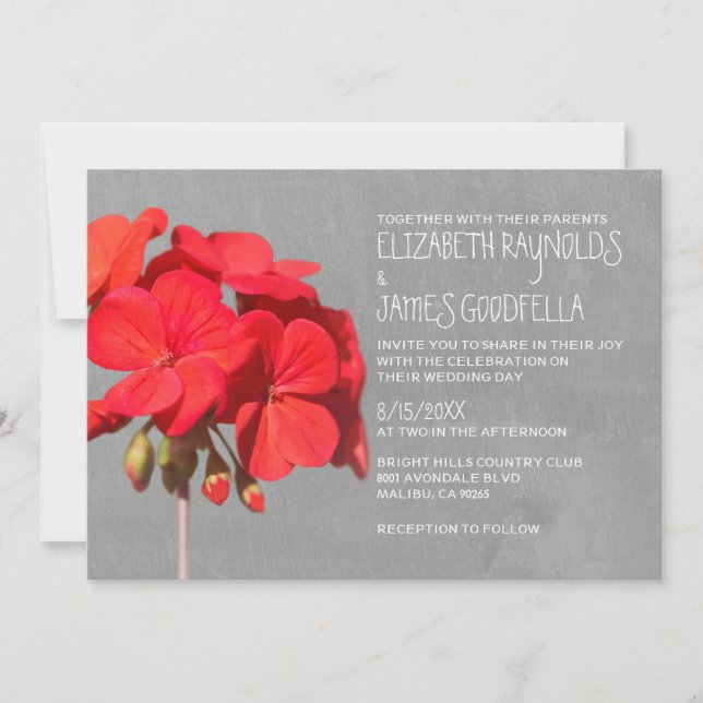 Convites para Casamento de Gerânio (Frente)